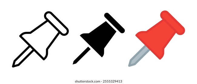 push pin flat icon on white background vector illustration