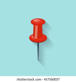 Push pin in a flat style. Attachment.Paperwork.Vector illustration.