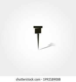 Push pin glyph icon. Pin board icon.