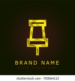 Push pin golden metallic logo