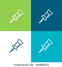 Push pin green and blue material color minimal icon or logo design
