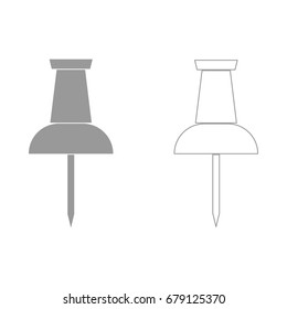 Push pin grey set icon .