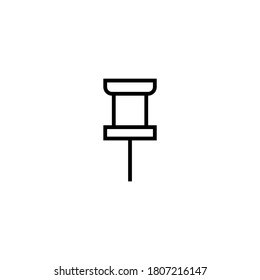 Push-Pin-Symbol auf schwarzem Hintergrund, Stil einzeln auf weißem Hintergrund