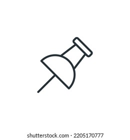 Push pin icon in black on a white background. Vector illustration