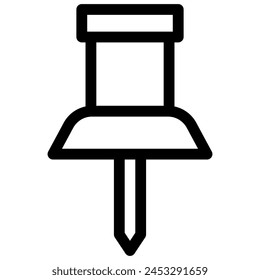 push pin icon with black outline style