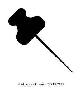 Push pin icon - black vector illustration 