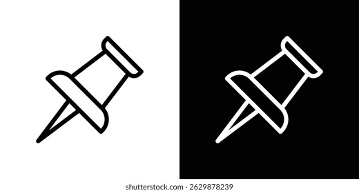 Push pin icon in black vector format