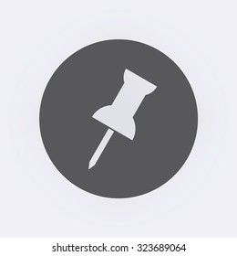 Push pin icon in circle . Vector illustration