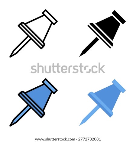 push pin icon collection of various styles for design branding, print and digital media