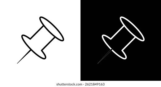 Push pin icon concept stroke on white background
