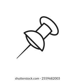 Push pin icon Flat art in black and white isolated