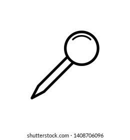 Push pin icon flat style. Vector isolated design element.