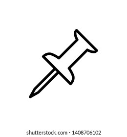 Push pin icon flat style. Vector isolated design element.