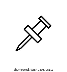 Push pin icon flat style. Vector isolated design element.