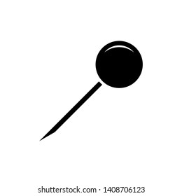 Push pin icon flat style. Vector isolated design element.