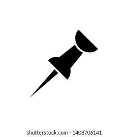 Push pin icon flat style. Vector isolated design element.