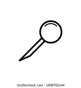 Push pin icon flat style. Vector isolated design element.