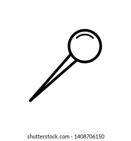 Push pin icon flat style. Vector isolated design element.