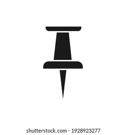 Push pin icon flat style. Vector illustration isolated on a blank background that can be edited and replaced with color. 