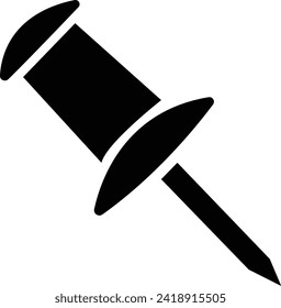 Pulse el icono del pasador con un estilo plano aislado sobre un fondo transparente. Vector, Thumbtack para la nota adjunta. Símbolo de clip. Pushpin de estilo plano. Una aguja para la fijación en una placa o mapa - colocada en, vector de existencias.