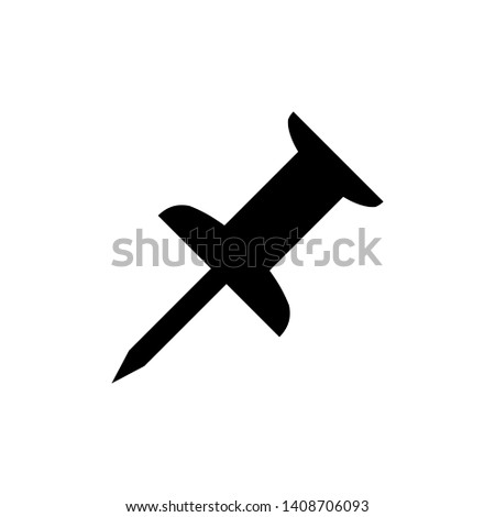 Push pin icon flat style. Vector isolated design element.