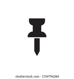 push pin icon glyph vector illustration black style. isolated on white background
