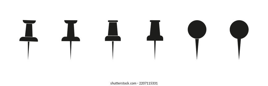 Push pin icon. Icons  black on a white background.  Vector Illustration Eps10