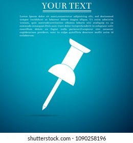 Push pin icon isolated on blue background. Thumbtacks sign. Flat design. Vector Illustration