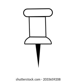 Push pin icon isolated on white background. Vector illustration. 