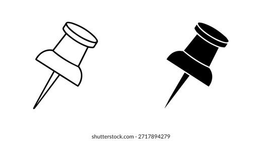Icono de pin de empuje aislado, que representa recordatorio, nota y marcador de información importante