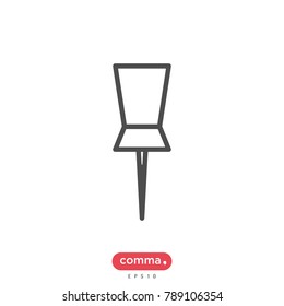 Push pin icon isolated on white background. Push pin icon modern symbol for graphic and web design. Push pin icon simple sign for logo, web, app, UI. Push pin icon flat vector illustration, EPS10.