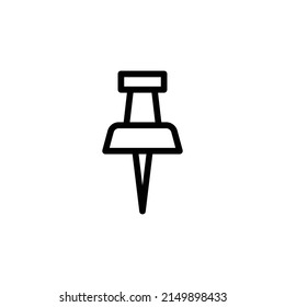Push Pin Icon. Line Art Style Design Isolated On White Background