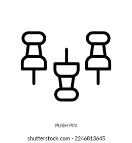 push pin icon. Line Art Style Design Isolated On White Background