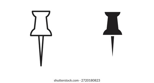 Icono de pin de empuje en diseño de línea. Sencillo Vector de iconos