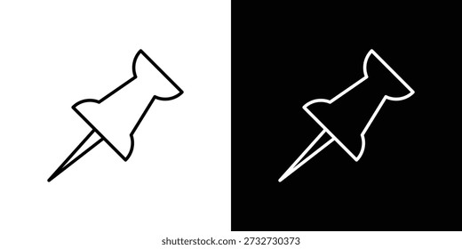 Push pin icon in line design. editable stroke icon.