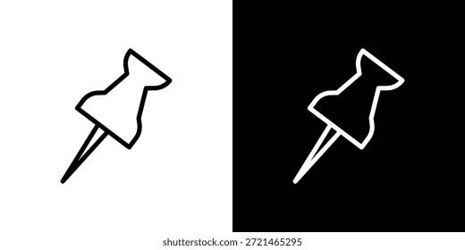 Concepto de logotipo de icono de pin de empuje en trazos