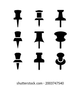 Push-Pin-Symbol oder Logo einzeln auf Zeichen, Vektorgrafik - Kollektion von hochwertigen, schwarzen Vektorsymbol