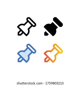 Push Pin icon or logo in line and solid style. High quality sign and symbol on a white background. Vector outline pictogram for infographic, web design and app development