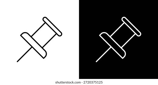 Icono de pin de empuje. Diseño de Vector minimalista. Trazo editable. EPS10