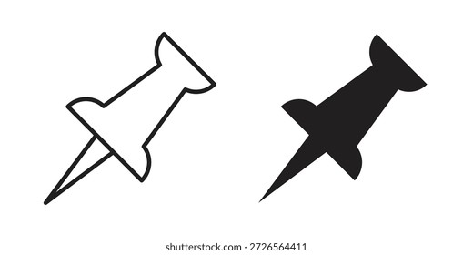 Icono de pin de empuje. Iconos simples monocromos para Plantillas, Diseño web