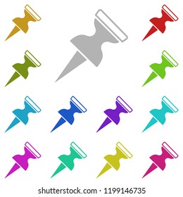 Push pin icon in multi color style. Simple glyph vector of education set for UI and UX, website or mobile application