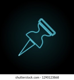 Push pin icon in neon style. Simple thin line, outline vector of education icons for UI and UX, website or mobile application