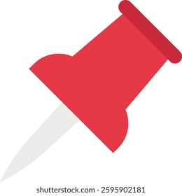Push Pin Icon for Notice Boards, Office, and School Use. Flat Icon