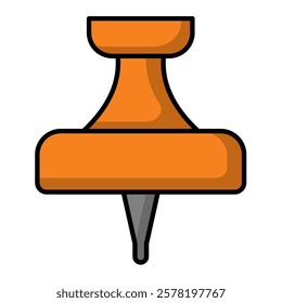 Push pin icon. office material icon. lineal color