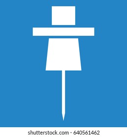 Push pin icon on blue background