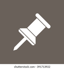 Push Pin  Icon on Dark Gray Color. Eps-10.