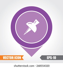 Push Pin Icon On Map Pointer. Eps.-10.