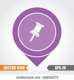 Push Pin Icon On Map Pointer. Eps.-10.