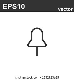 Push pin icon on white background. Vector icon