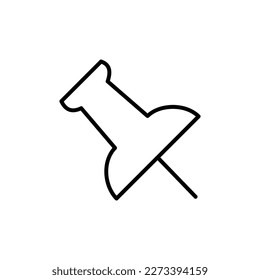 Push Pin Icon, Outline style, isolated on white Background.